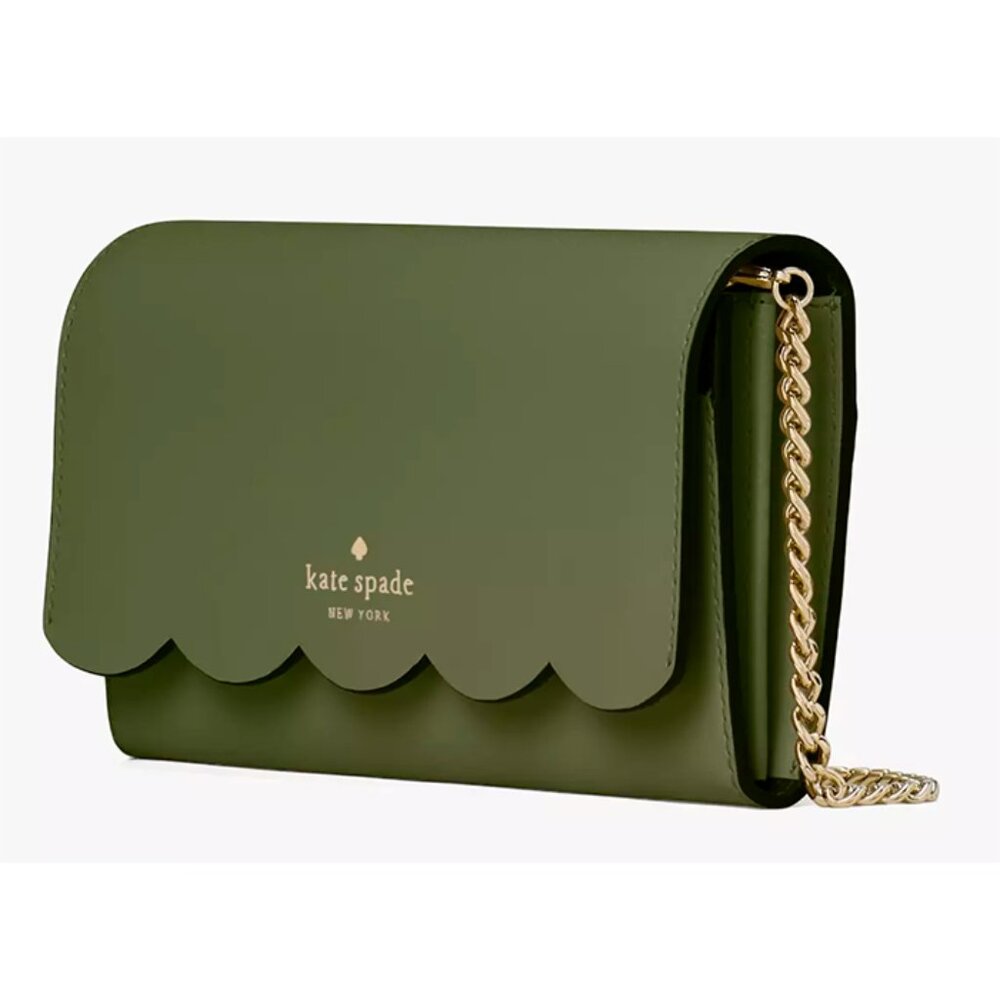 S Kate Spade Gemma Army Green Leather Chain Crossbody Bag WLR00552 Purse NWT$249 - Picture 3 of 5